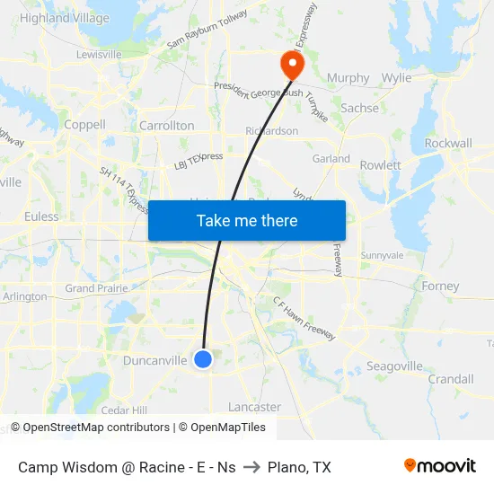 Camp Wisdom @ Racine - E - Ns to Plano, TX map