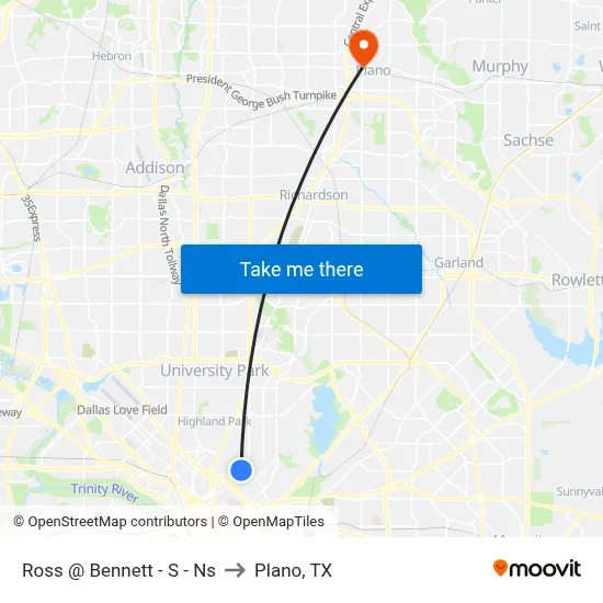 Ross @ Bennett - S - Ns to Plano, TX map