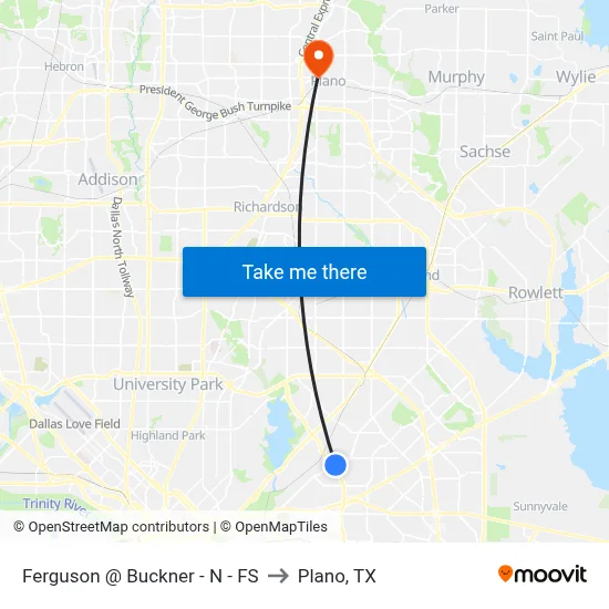 Ferguson @ Buckner - N - FS to Plano, TX map