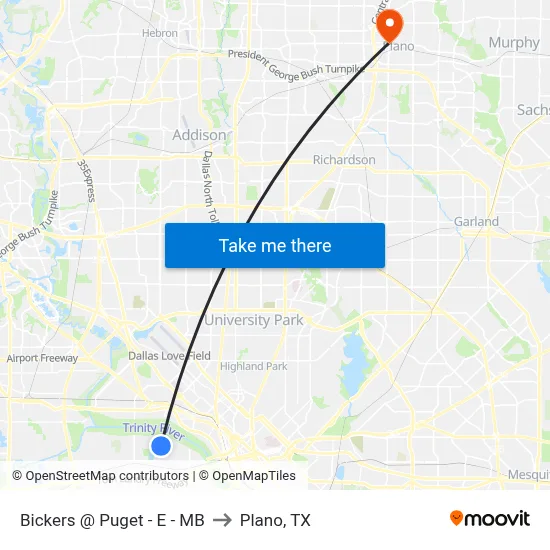 Bickers @ Puget - E - MB to Plano, TX map