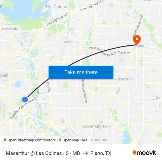Macarthur @ Las Colinas - S - MB to Plano, TX map
