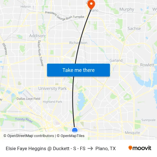 Elsie Faye Heggins @ Duckett - S - FS to Plano, TX map