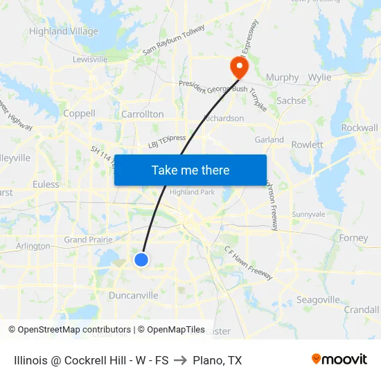 Illinois @ Cockrell Hill - W - FS to Plano, TX map