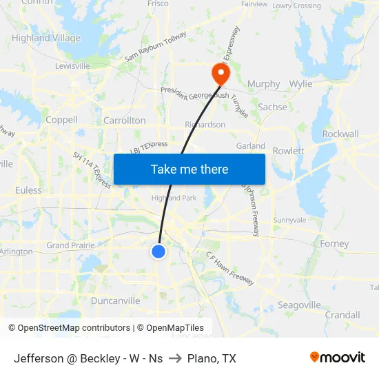 Jefferson @ Beckley - W - Ns to Plano, TX map