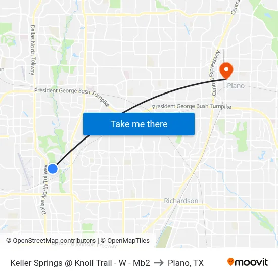 Keller Springs @ Knoll Trail - W - Mb2 to Plano, TX map