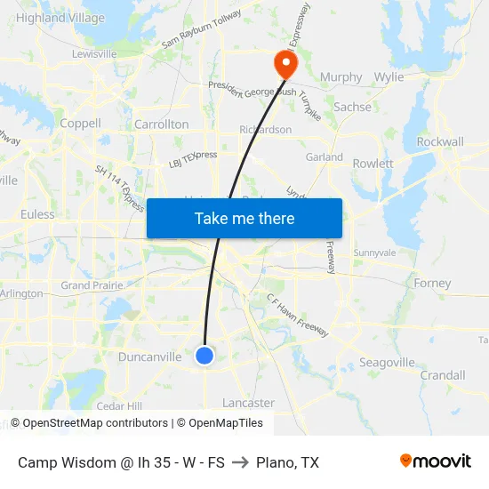 Camp Wisdom @ Ih 35 - W - FS to Plano, TX map