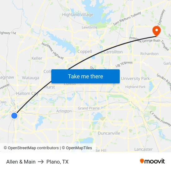 Allen & Main to Plano, TX map