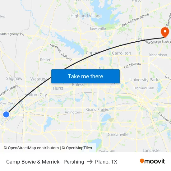Camp Bowie & Merrick - Pershing to Plano, TX map