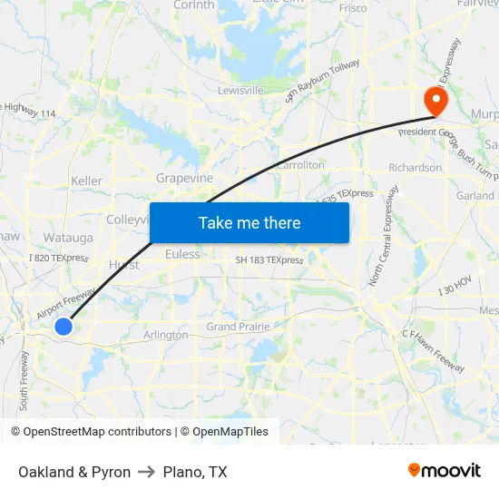 Oakland & Pyron to Plano, TX map