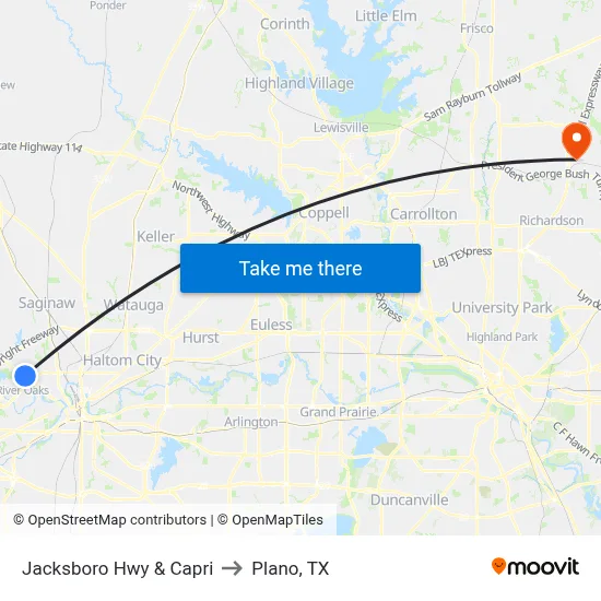 Jacksboro Hwy & Capri to Plano, TX map