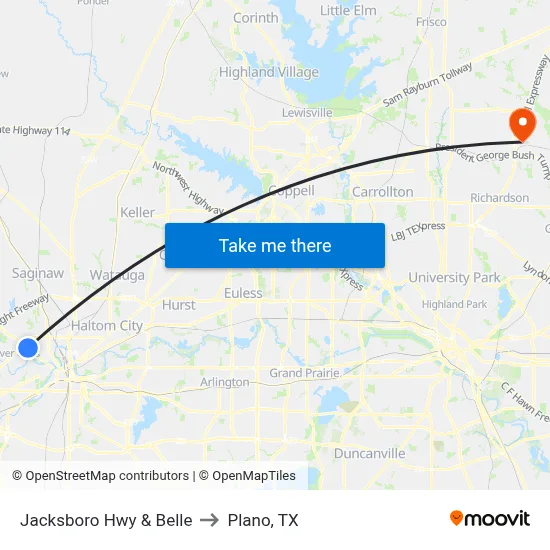 Jacksboro Hwy & Belle to Plano, TX map
