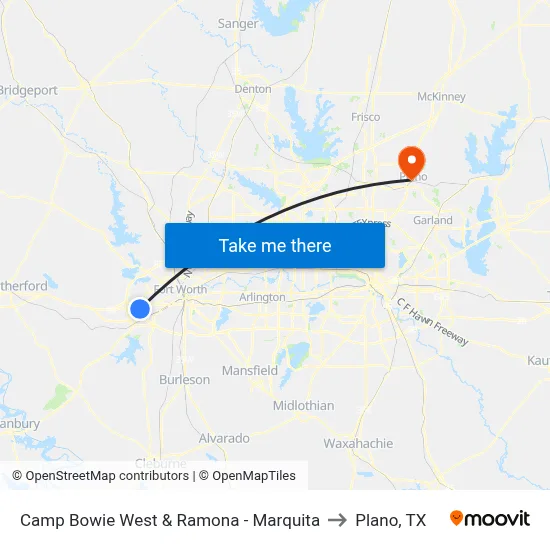 Camp Bowie West & Ramona - Marquita to Plano, TX map