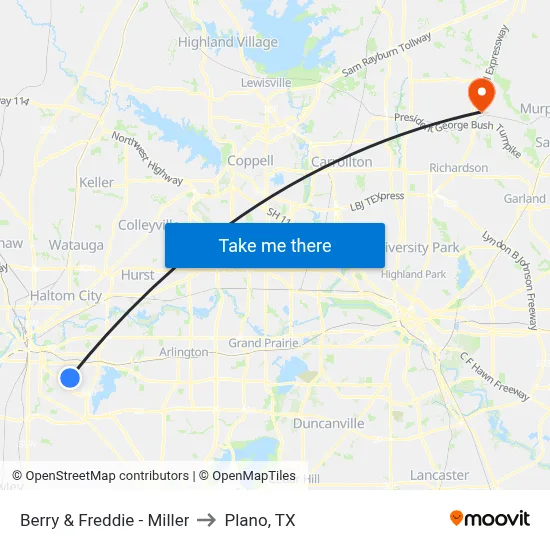 Berry & Freddie - Miller to Plano, TX map