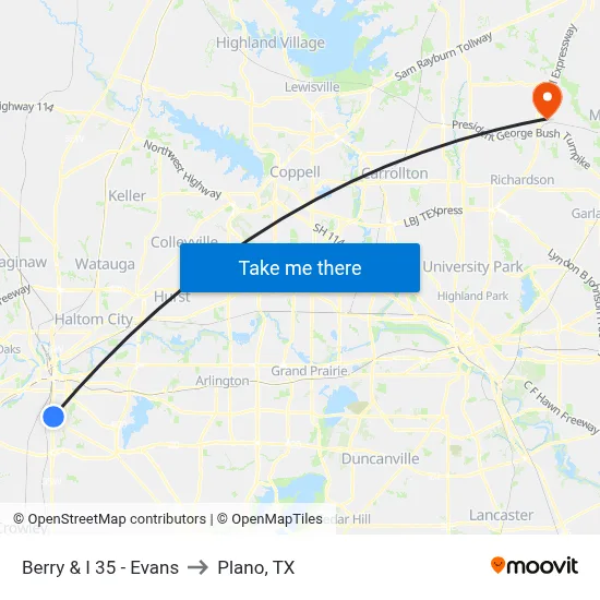 Berry & I 35 - Evans to Plano, TX map