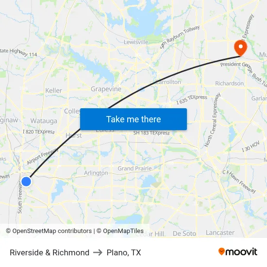 Riverside & Richmond to Plano, TX map