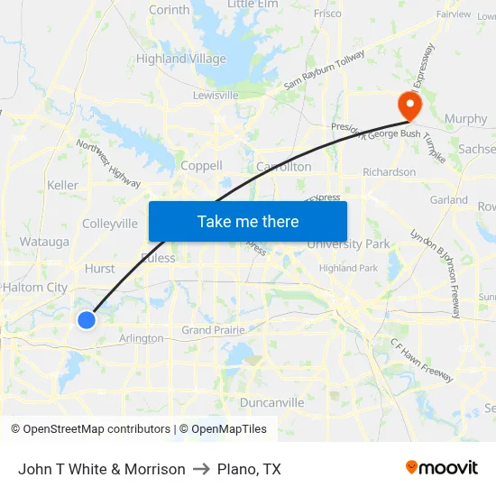 John T White & Morrison to Plano, TX map