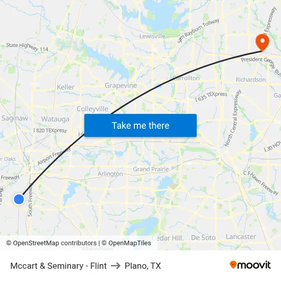Mccart & Seminary - Flint to Plano, TX map