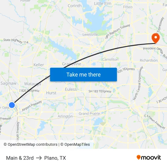 Main & 23rd to Plano, TX map