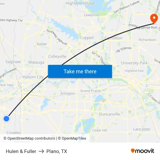 Hulen & Fuller to Plano, TX map