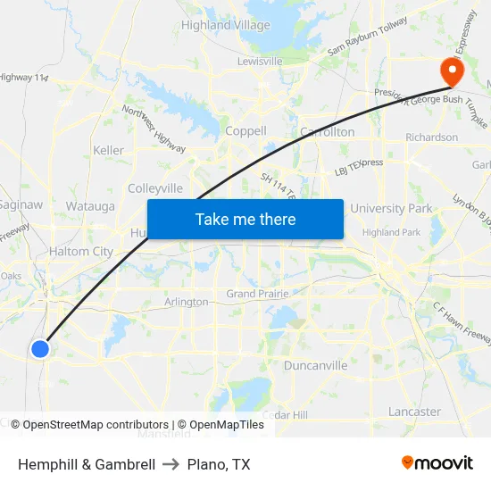 Hemphill & Gambrell to Plano, TX map