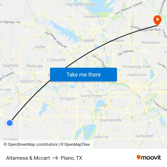 Altamesa & Mccart to Plano, TX map