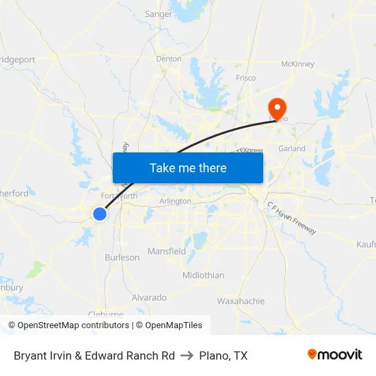 Bryant Irvin & Edward Ranch Rd to Plano, TX map