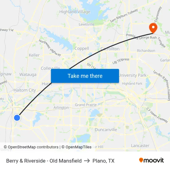 Berry & Riverside - Old Mansfield to Plano, TX map
