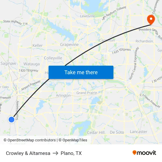 Crowley & Altamesa to Plano, TX map