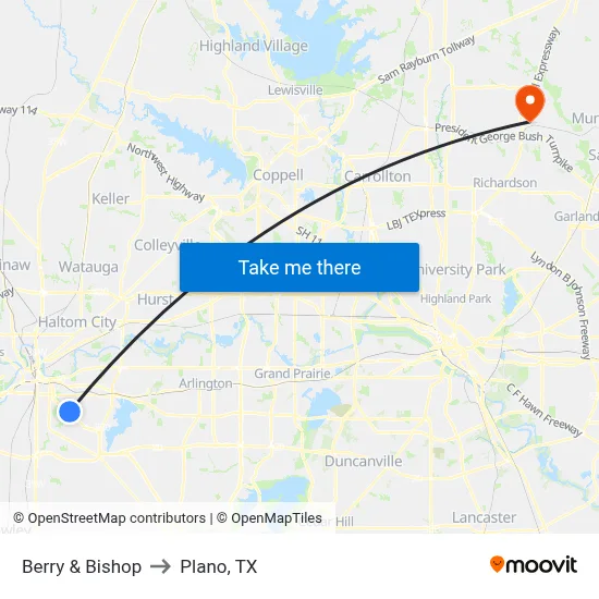 Berry & Bishop to Plano, TX map