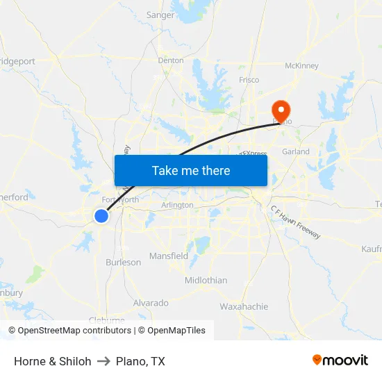 Horne & Shiloh to Plano, TX map