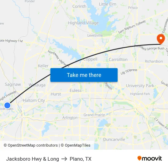 Jacksboro Hwy & Long to Plano, TX map