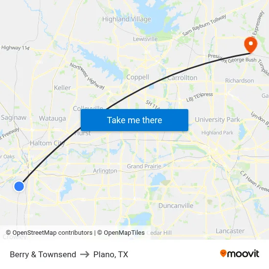 Berry & Townsend to Plano, TX map