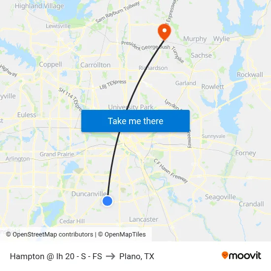 Hampton @ Ih 20 - S - FS to Plano, TX map