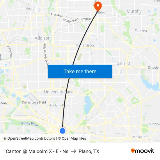 Canton @ Malcolm X - E - Ns to Plano, TX map