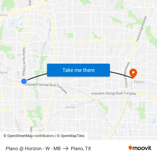 Plano @ Horizon - W - MB to Plano, TX map