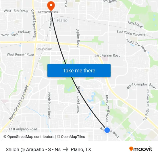 Shiloh @ Arapaho - S - Ns to Plano, TX map