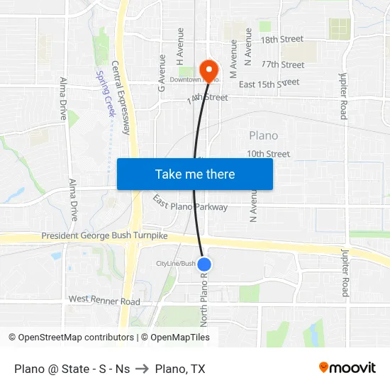 Plano @ State - S - Ns to Plano, TX map