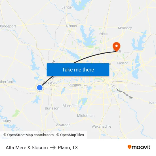 Alta Mere & Slocum to Plano, TX map