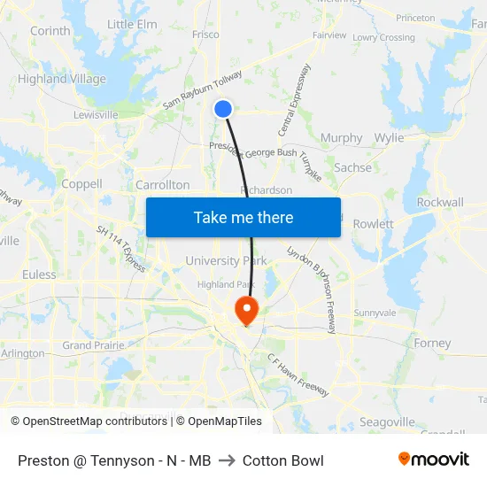 Preston @ Tennyson - N - MB to Cotton Bowl map