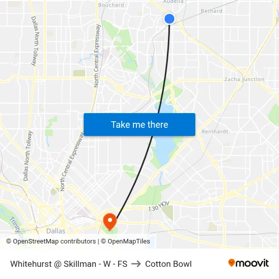 Whitehurst @ Skillman - W - FS to Cotton Bowl map