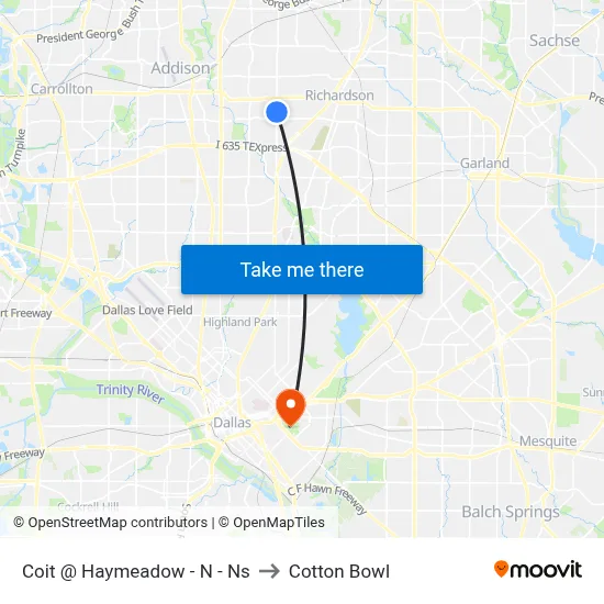 Coit @ Haymeadow - N - Ns to Cotton Bowl map