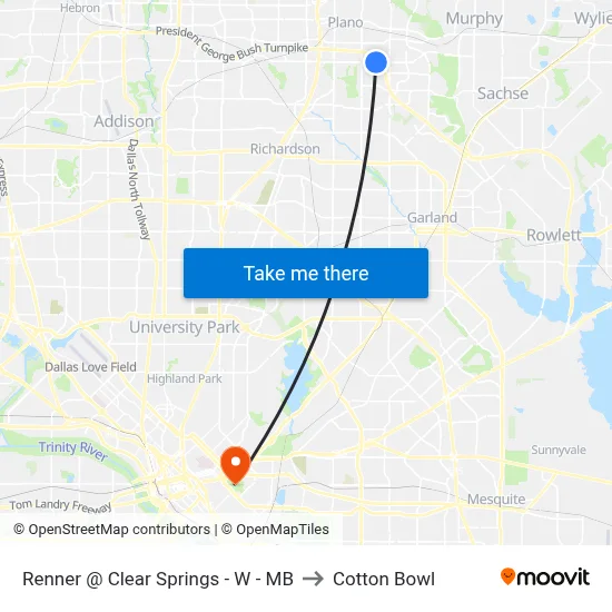 Renner @ Clear Springs - W - MB to Cotton Bowl map