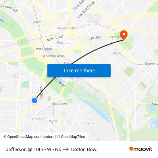 Jefferson @ 10th - W - Ns to Cotton Bowl map