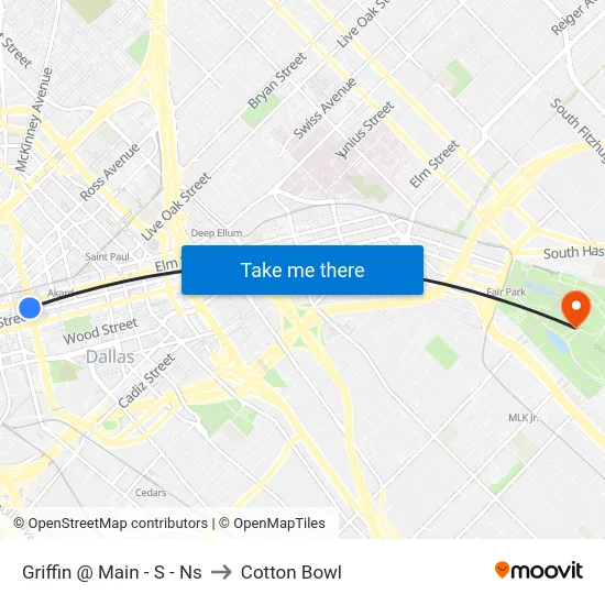 Griffin @ Main - S - Ns to Cotton Bowl map