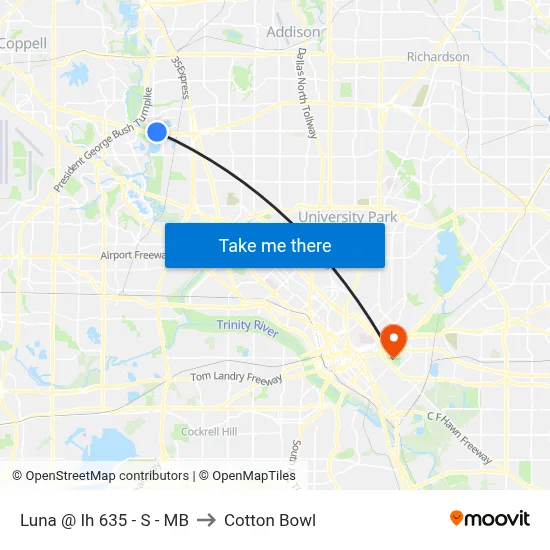 Luna @ Ih 635 - S - MB to Cotton Bowl map