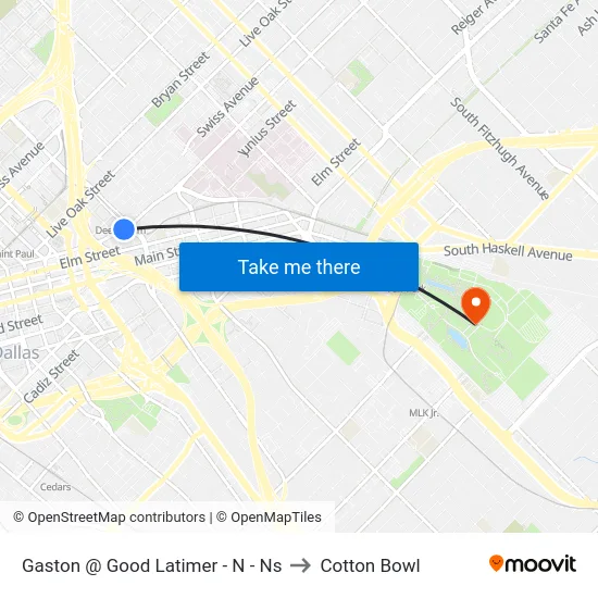 Gaston @ Good Latimer - N - Ns to Cotton Bowl map