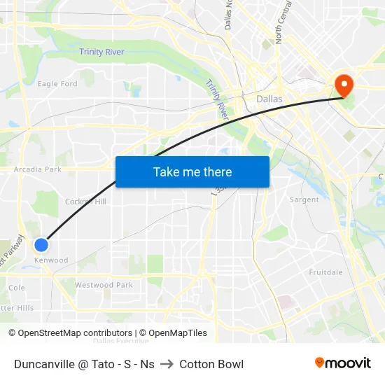 Duncanville @ Tato - S - Ns to Cotton Bowl map