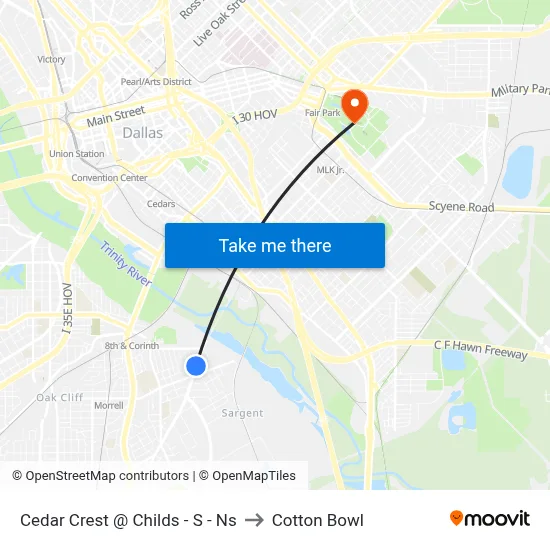 Cedar Crest @ Childs - S - Ns to Cotton Bowl map