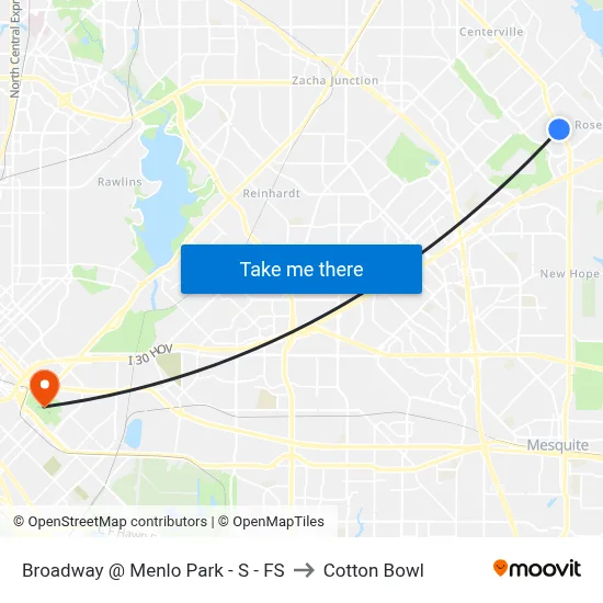 Broadway @ Menlo Park - S - FS to Cotton Bowl map