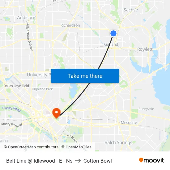 Belt Line @ Idlewood - E - Ns to Cotton Bowl map